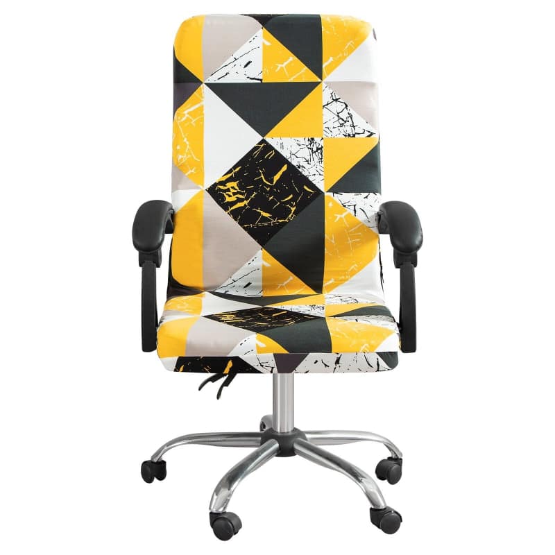 Czarny, Biały I Żółty Pokrowiec Na Krzesło Biurowe