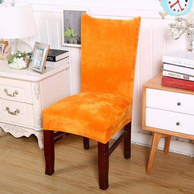 Pomarańczowy Aksamitny Pokrowiec Na Krzesło