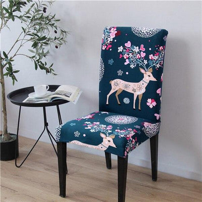Niebieski Pokrowiec Na Krzesło Flower Deer